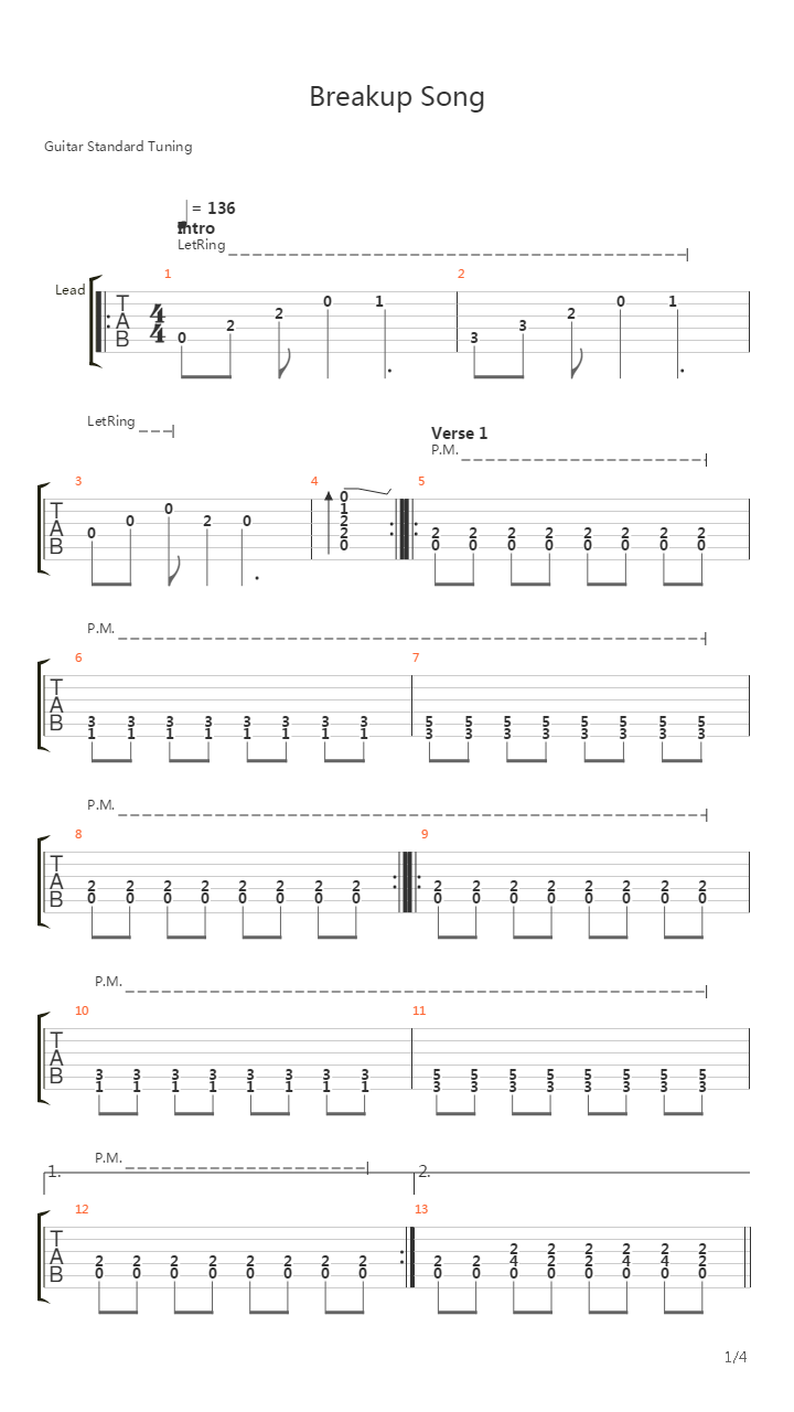 The Breakup Song吉他谱