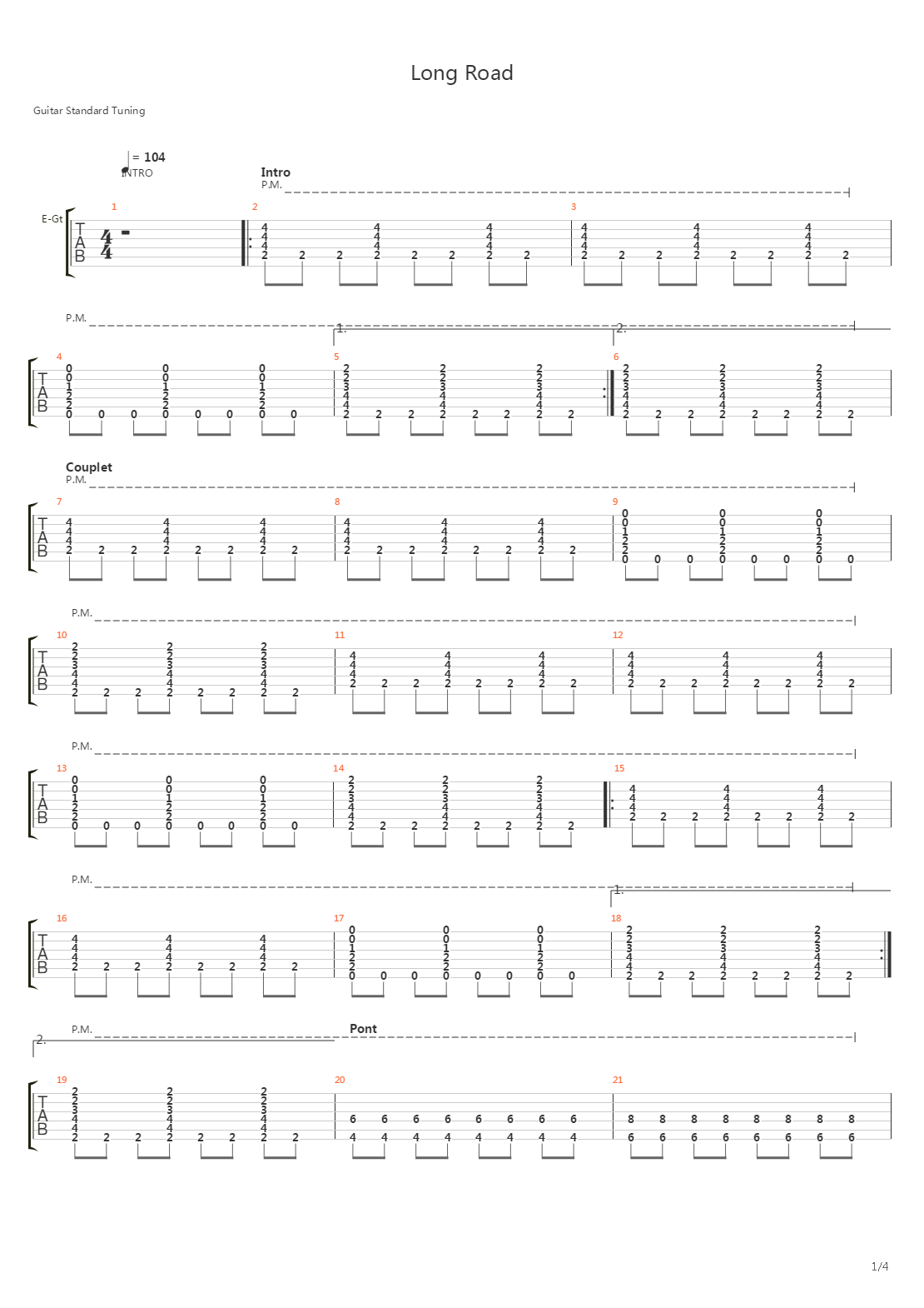 Long Road吉他谱