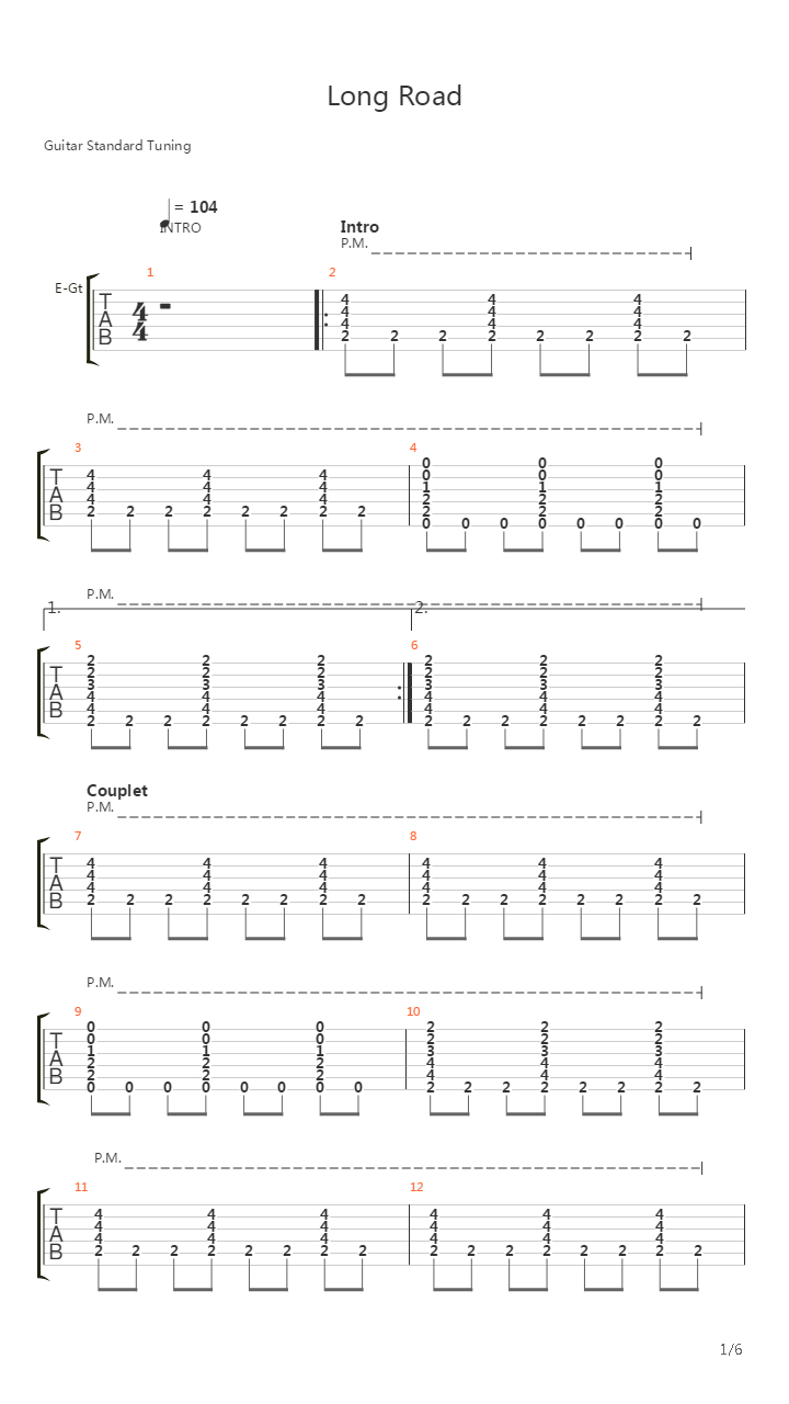 Long Road吉他谱