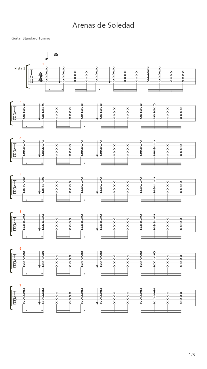 Arenas De Soledad吉他谱