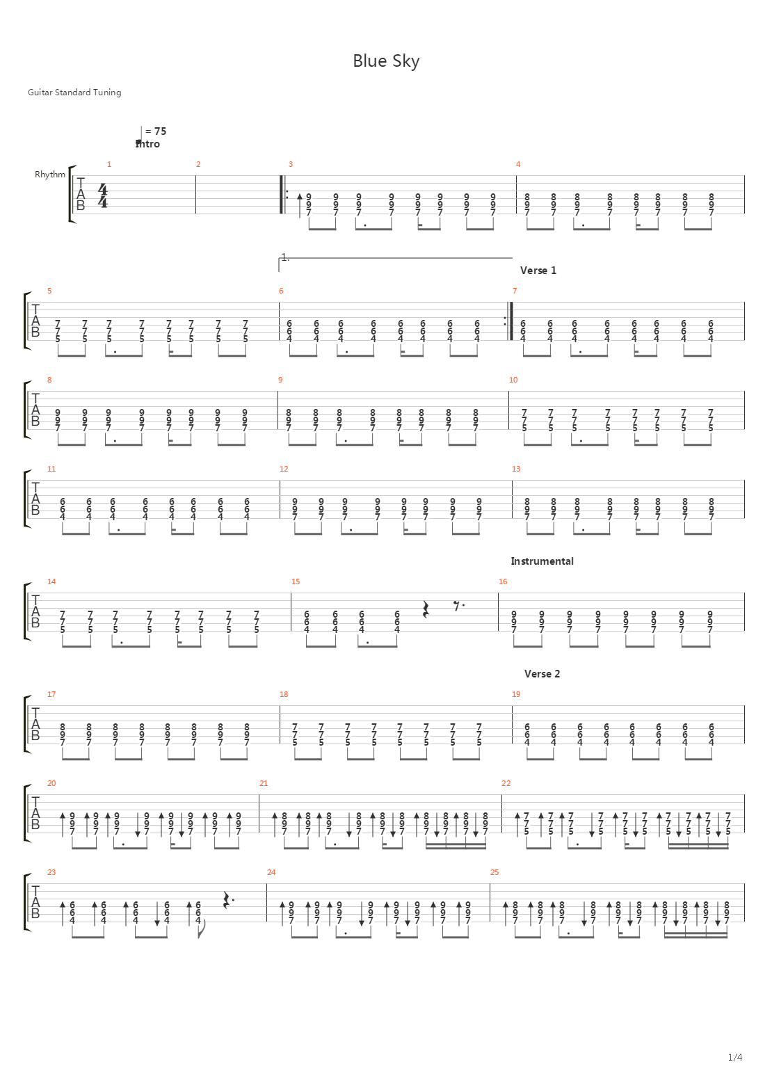 Blue Sky吉他谱
