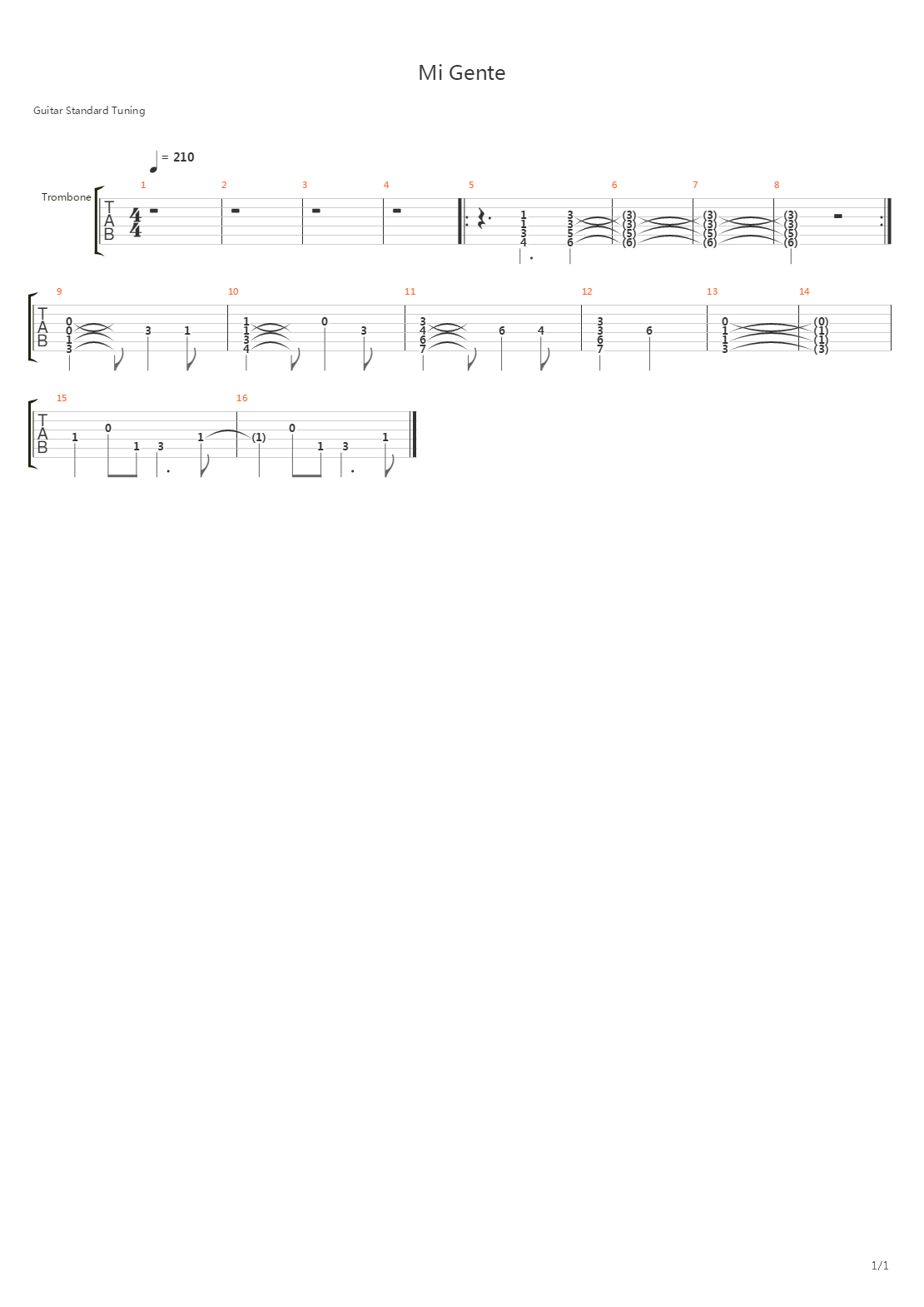 Mi Gente吉他谱
