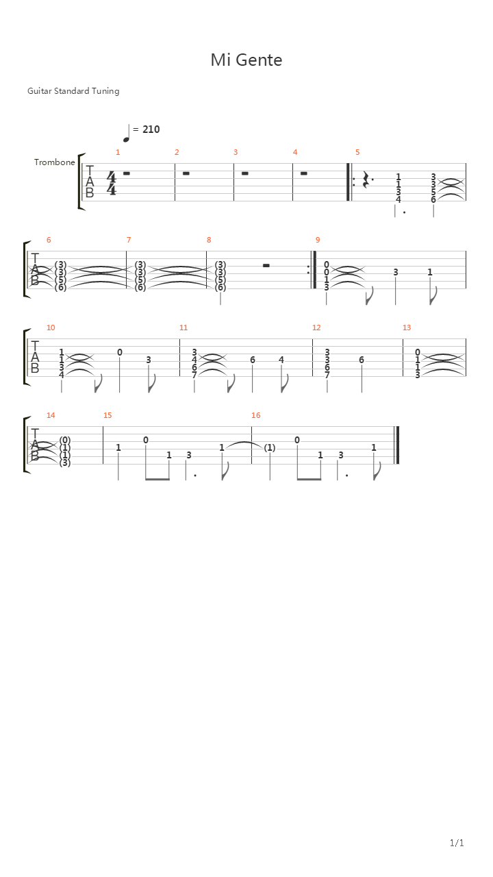 Mi Gente吉他谱