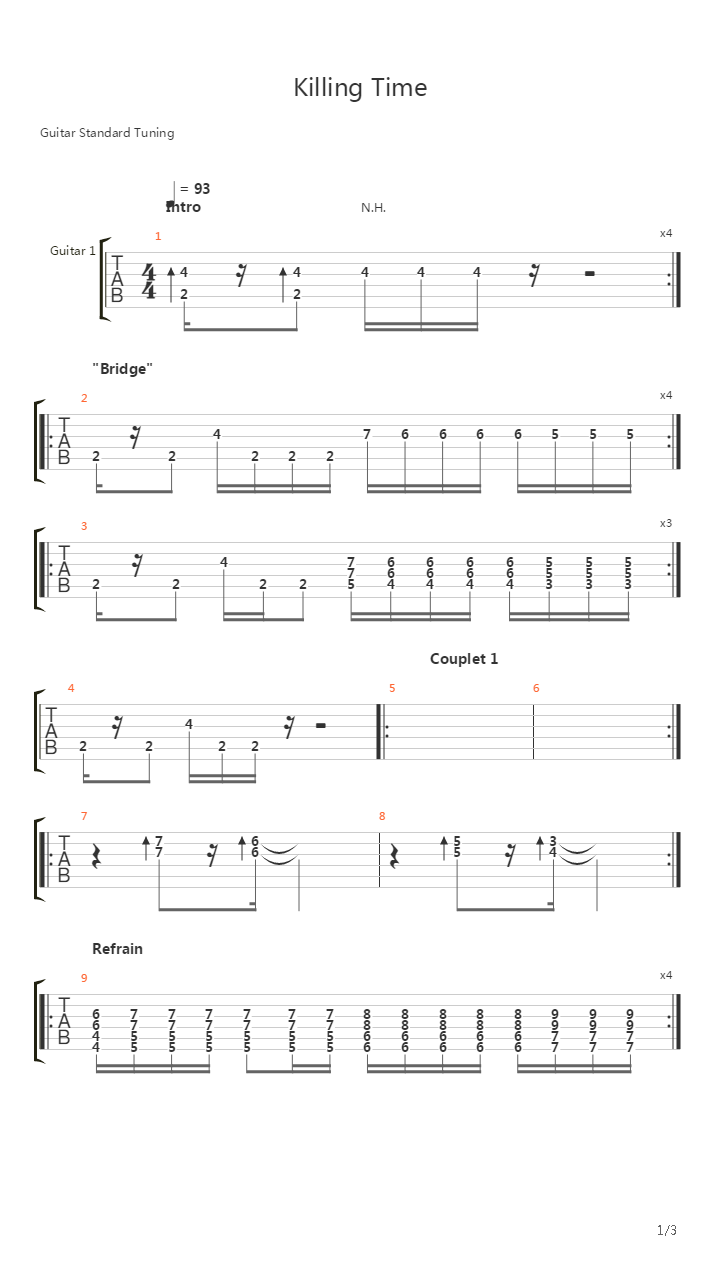 Killing Time吉他谱