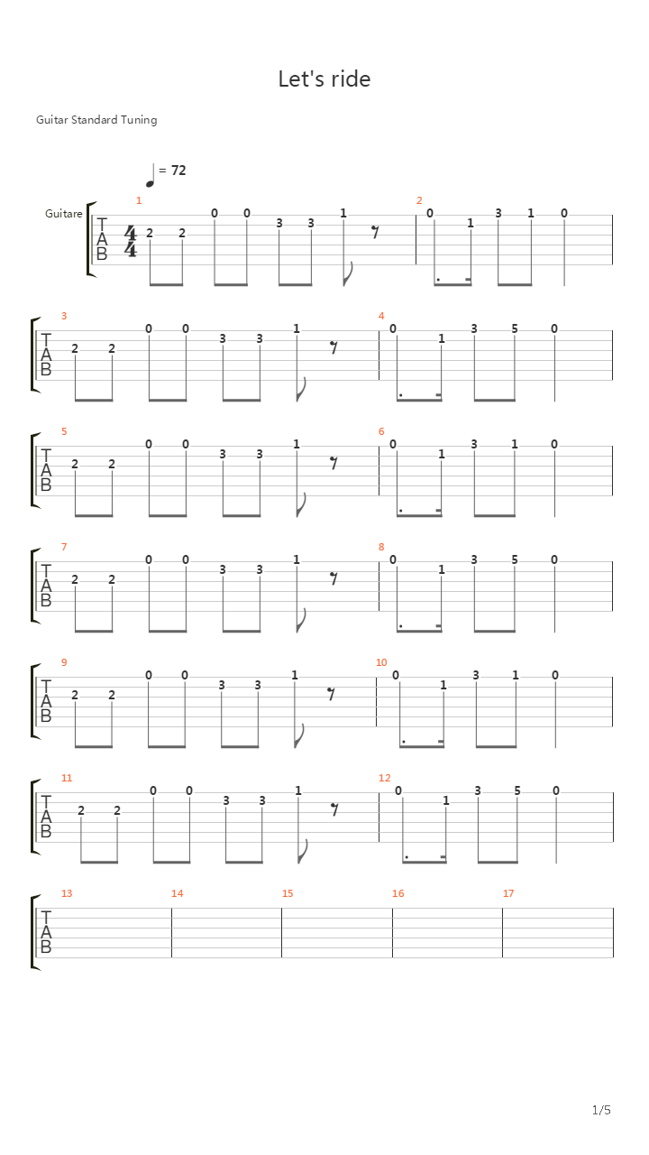 Lets Ride吉他谱