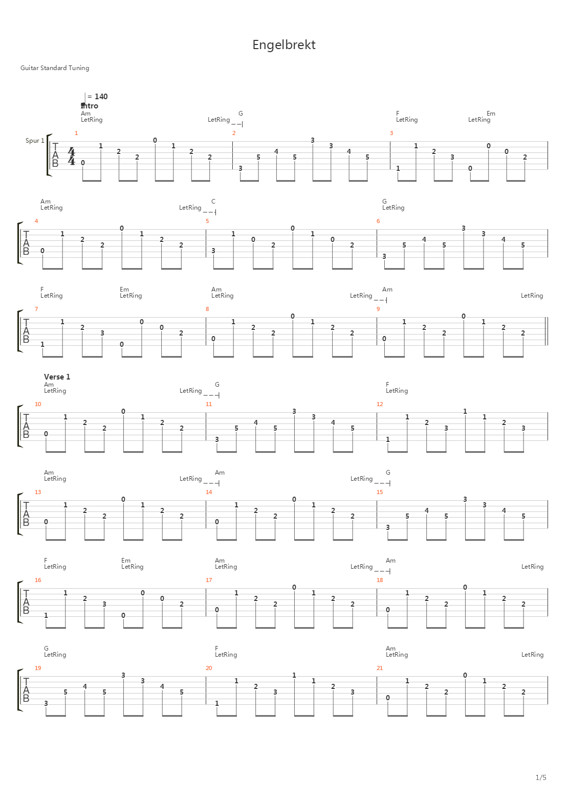 Engelbrekt吉他谱