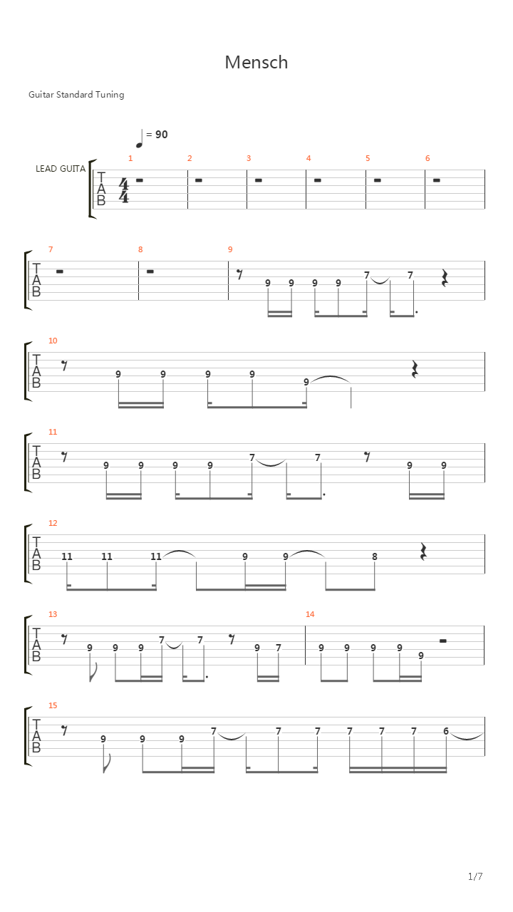 Mensch吉他谱