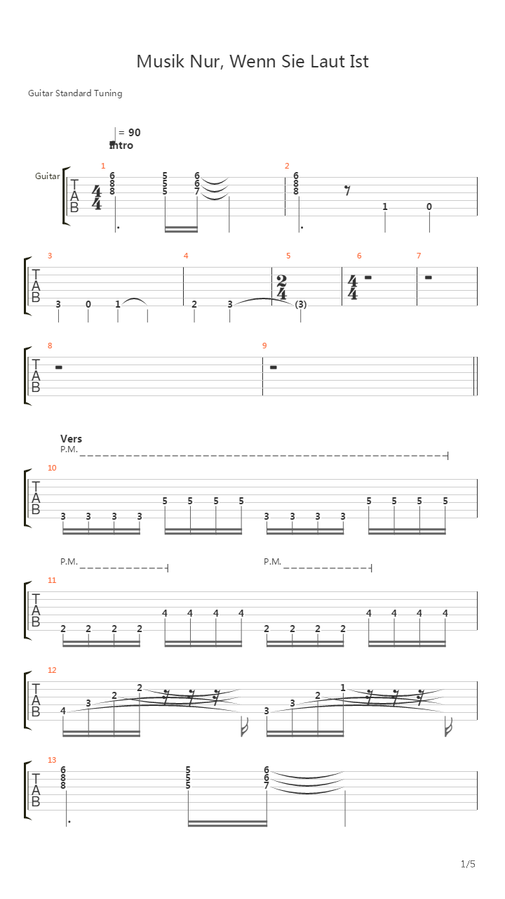 Musik Nur Wenn Sie Laut Ist吉他谱