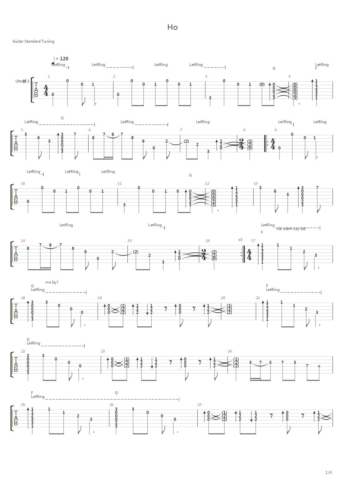 Ho吉他谱