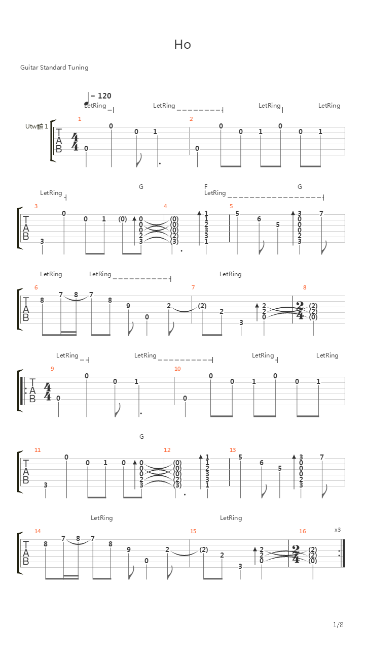Ho吉他谱