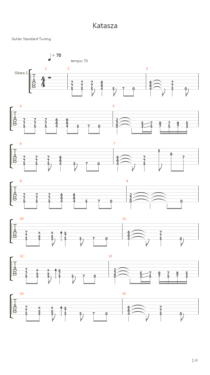 Katasza吉他谱