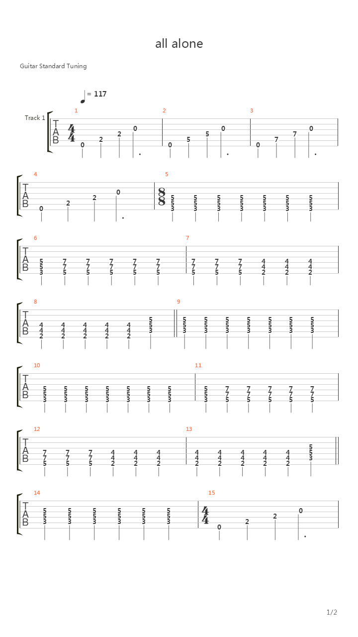 All Alone吉他谱