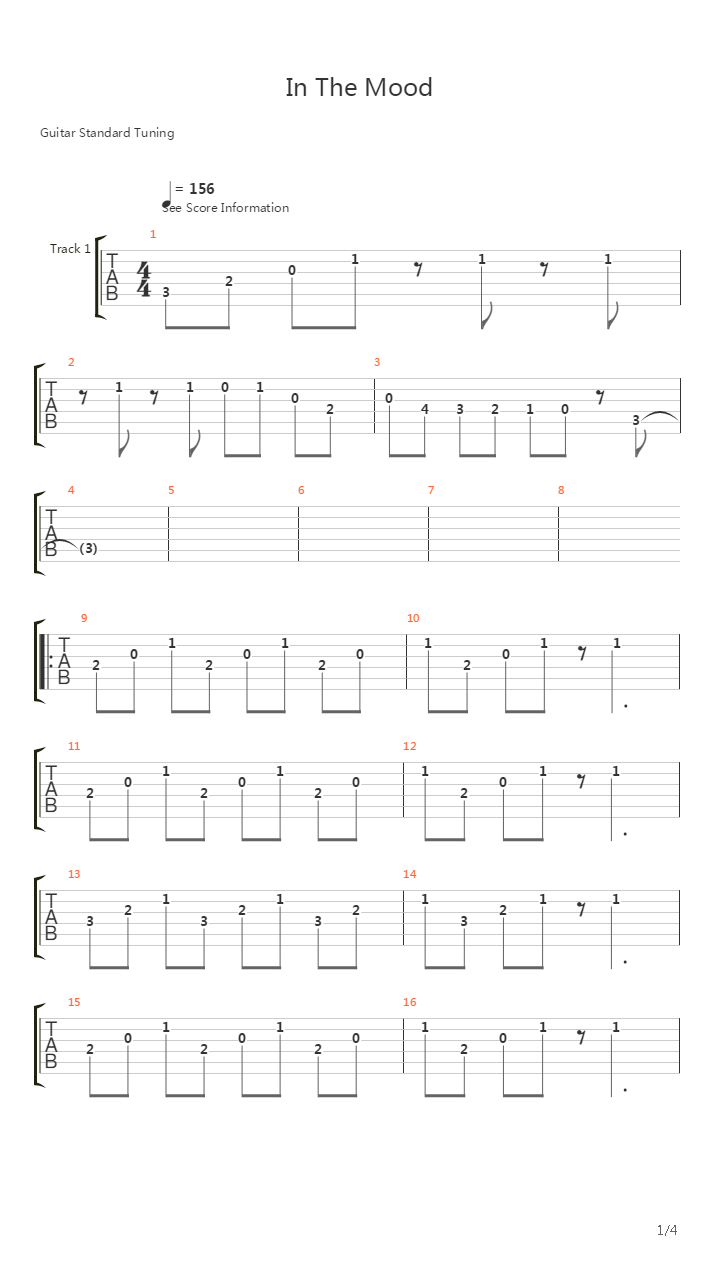 In The Mood吉他谱