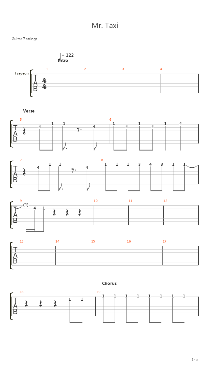 Mr Taxi吉他谱