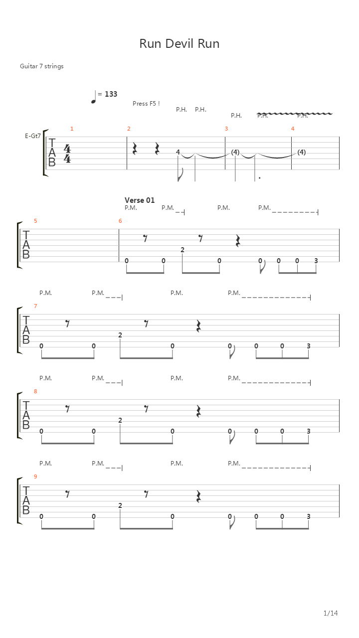 Run Devil Run Metal Cover吉他谱