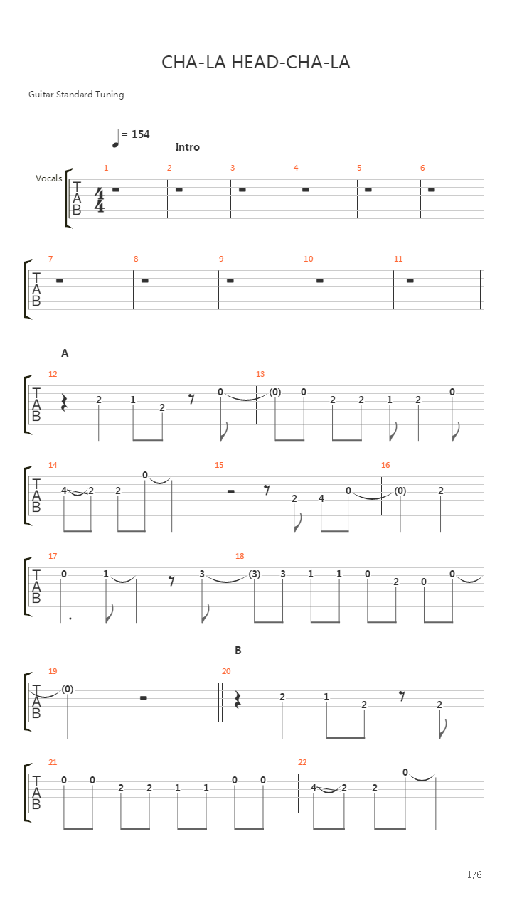 Cha La Head Cha La吉他谱