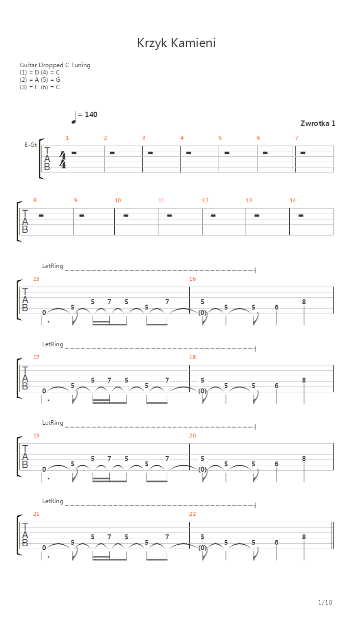Krzyk Kamieni吉他谱