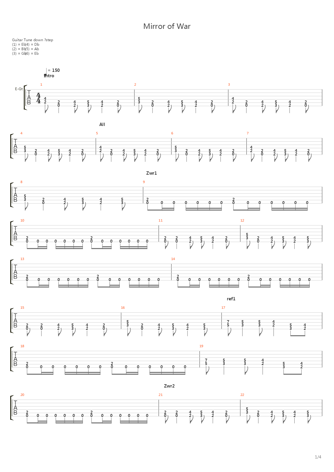 Mirrow Of War吉他谱