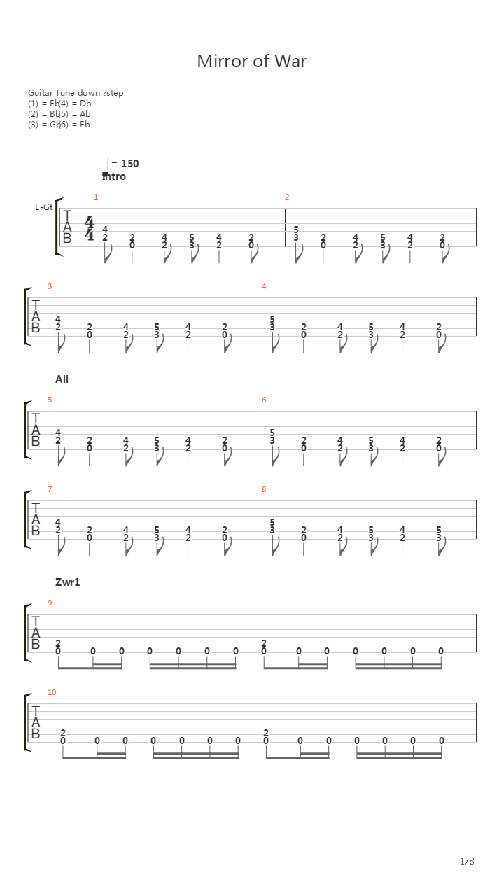 Mirrow Of War吉他谱