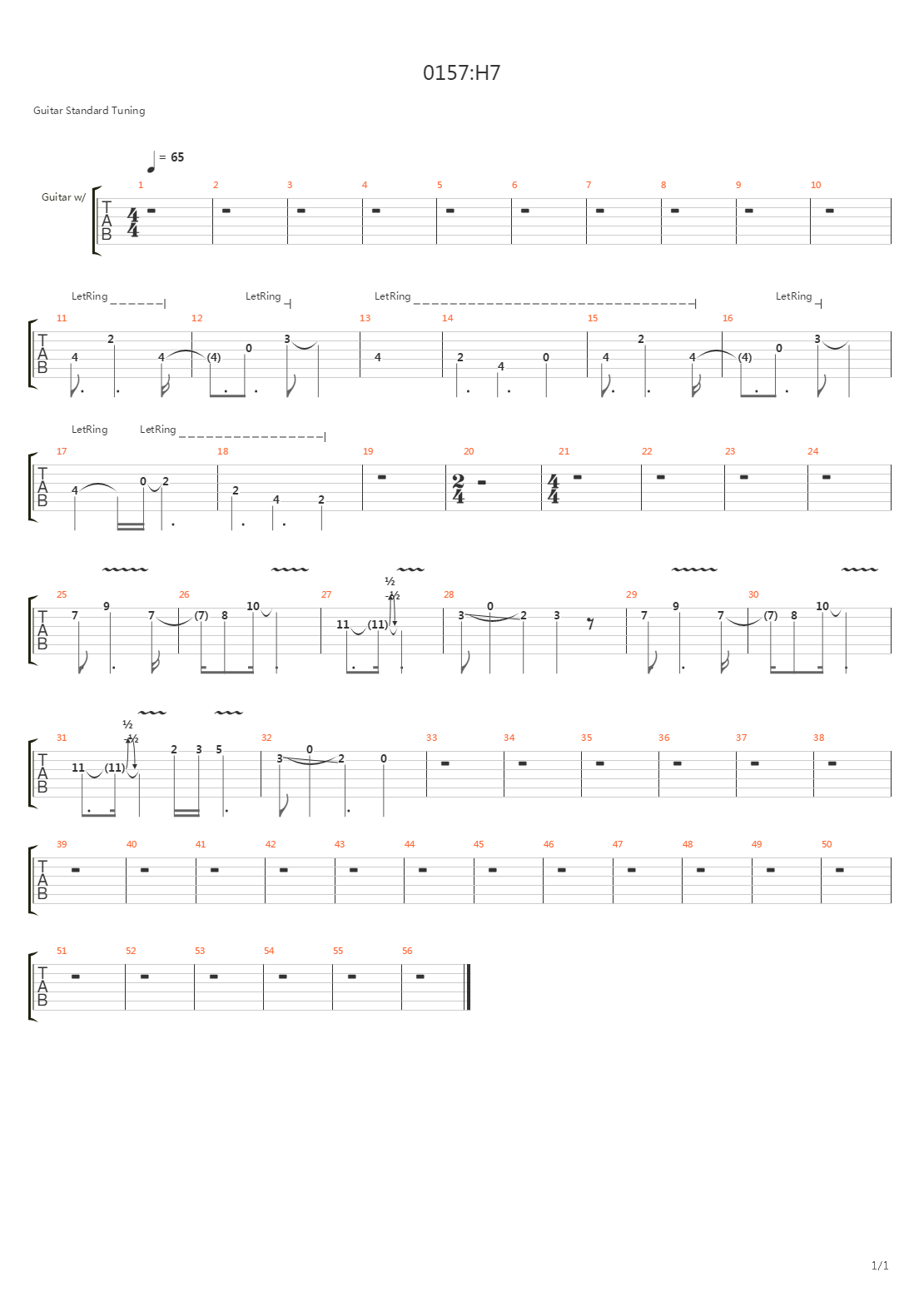 0157h7吉他谱