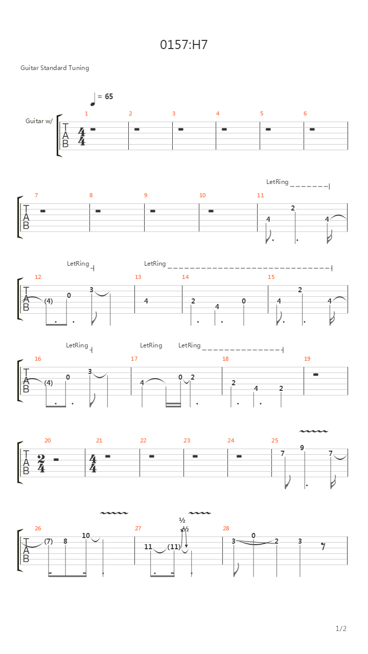 0157h7吉他谱