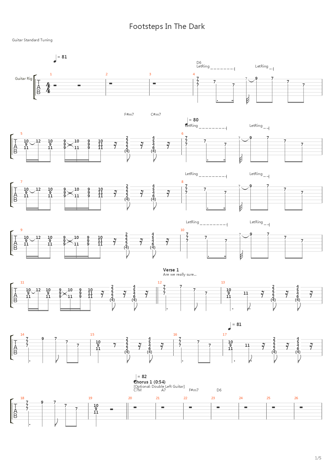 Footsteps In The Dark吉他谱