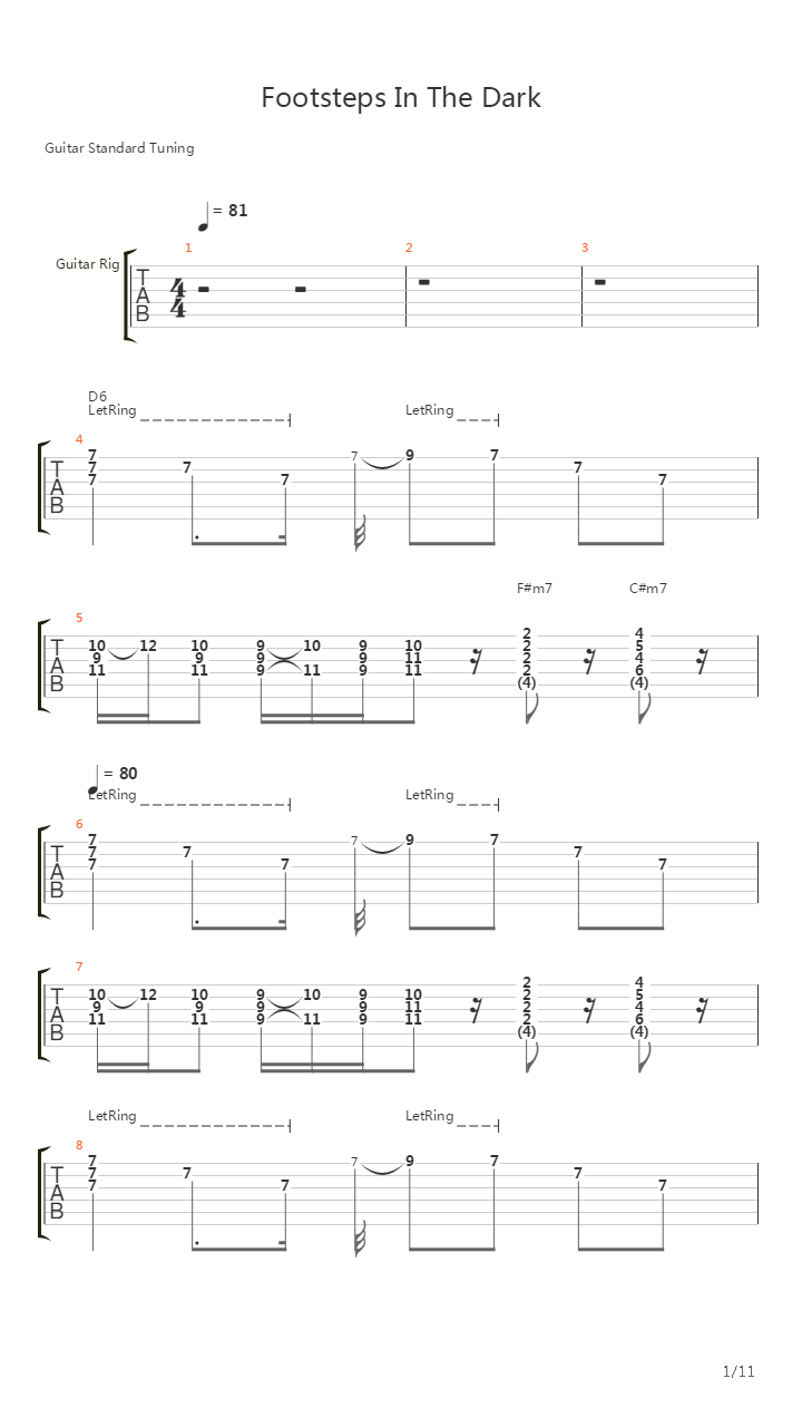 Footsteps In The Dark吉他谱