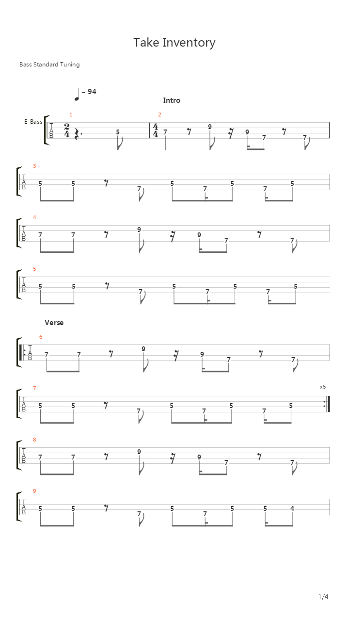 Take Inventory吉他谱