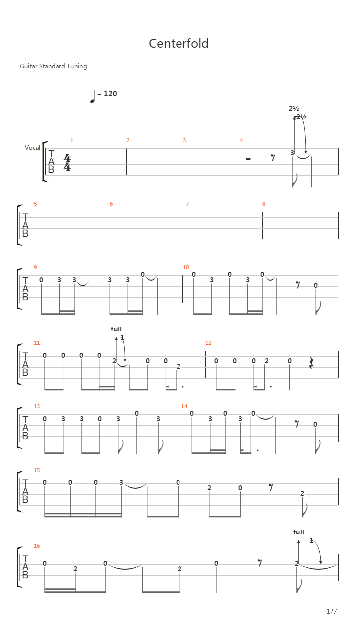 Centerfold吉他谱
