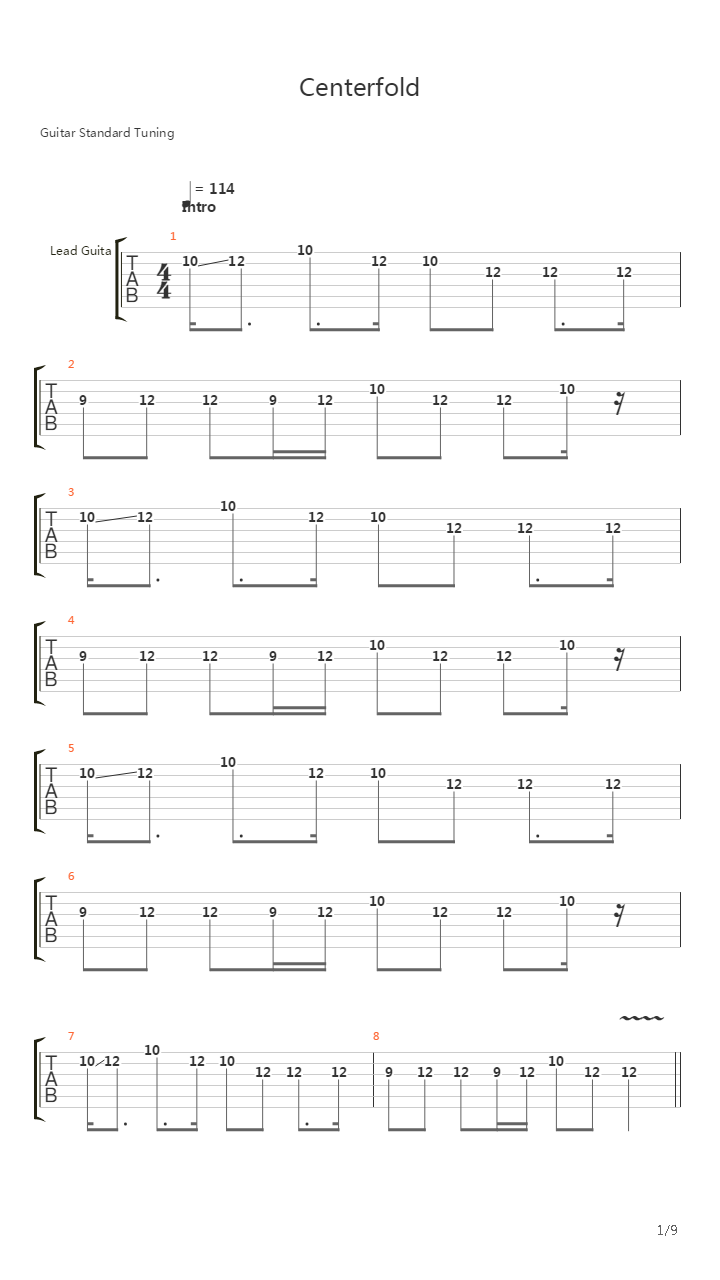 Centerfold吉他谱