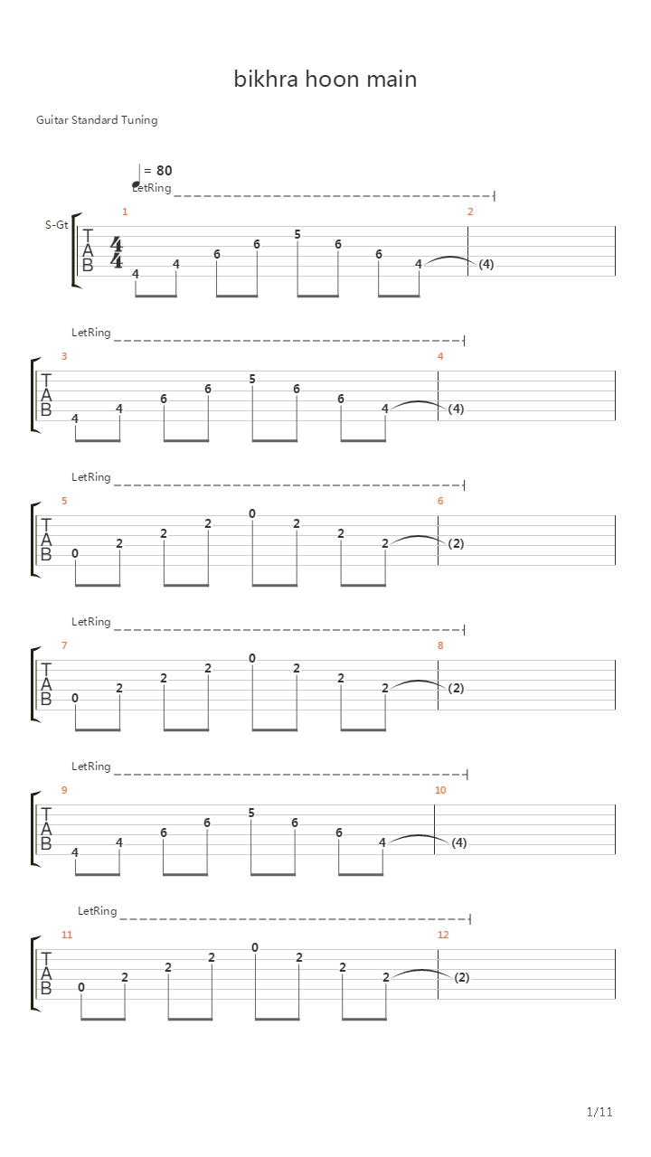 Bikhra Hoon Main吉他谱