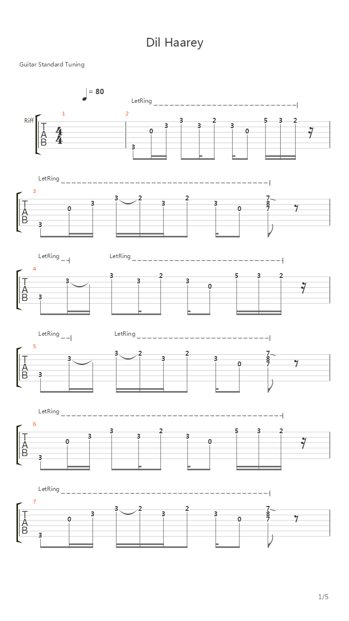 Dil Harey吉他谱