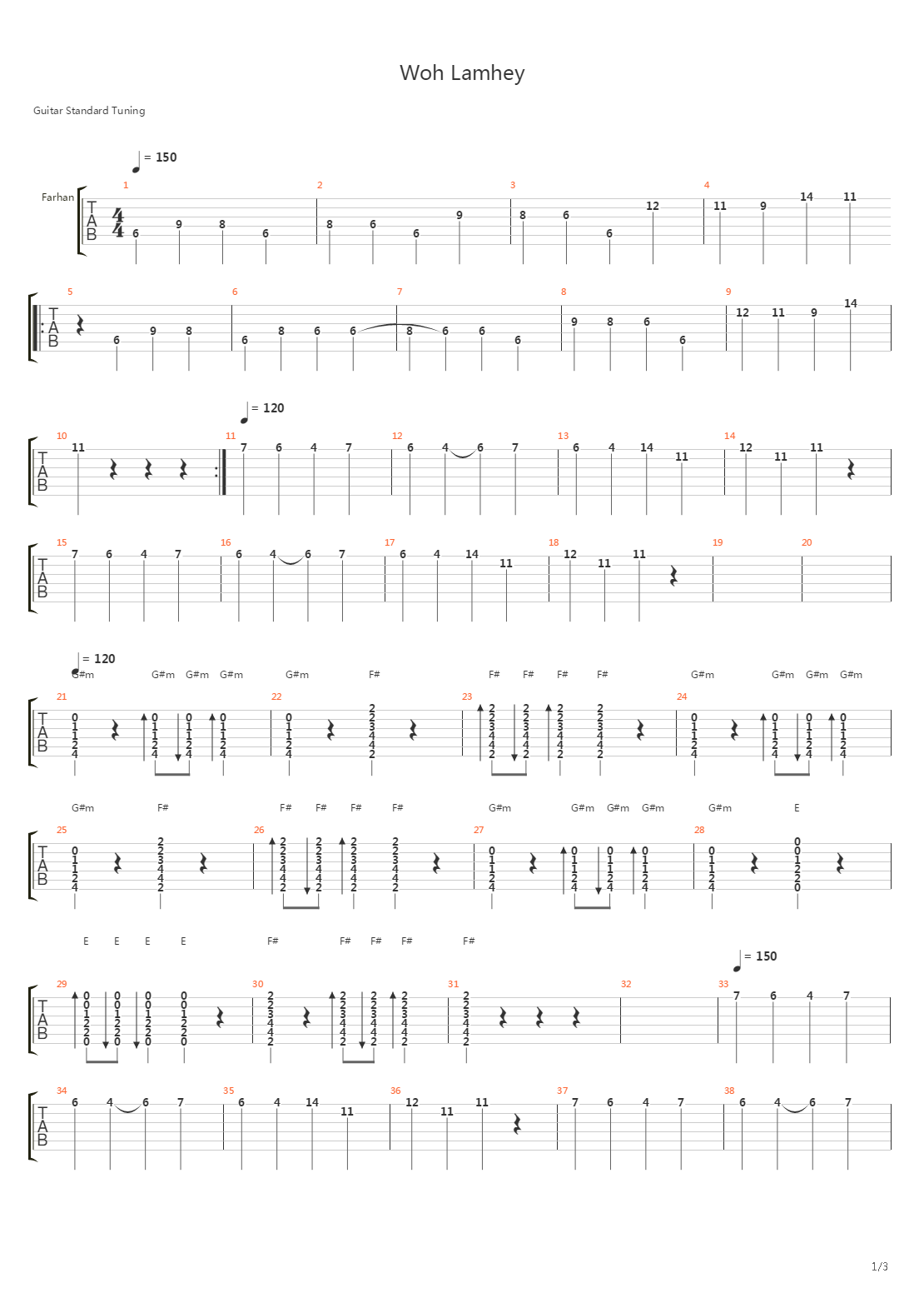 Woh Lamhey吉他谱