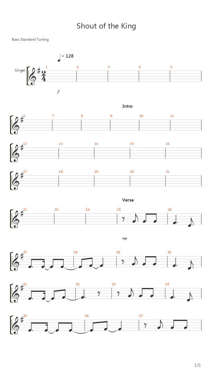 Shout Of The King吉他谱