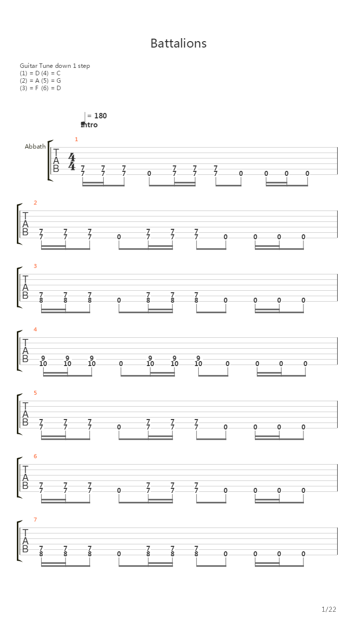 Battalions吉他谱