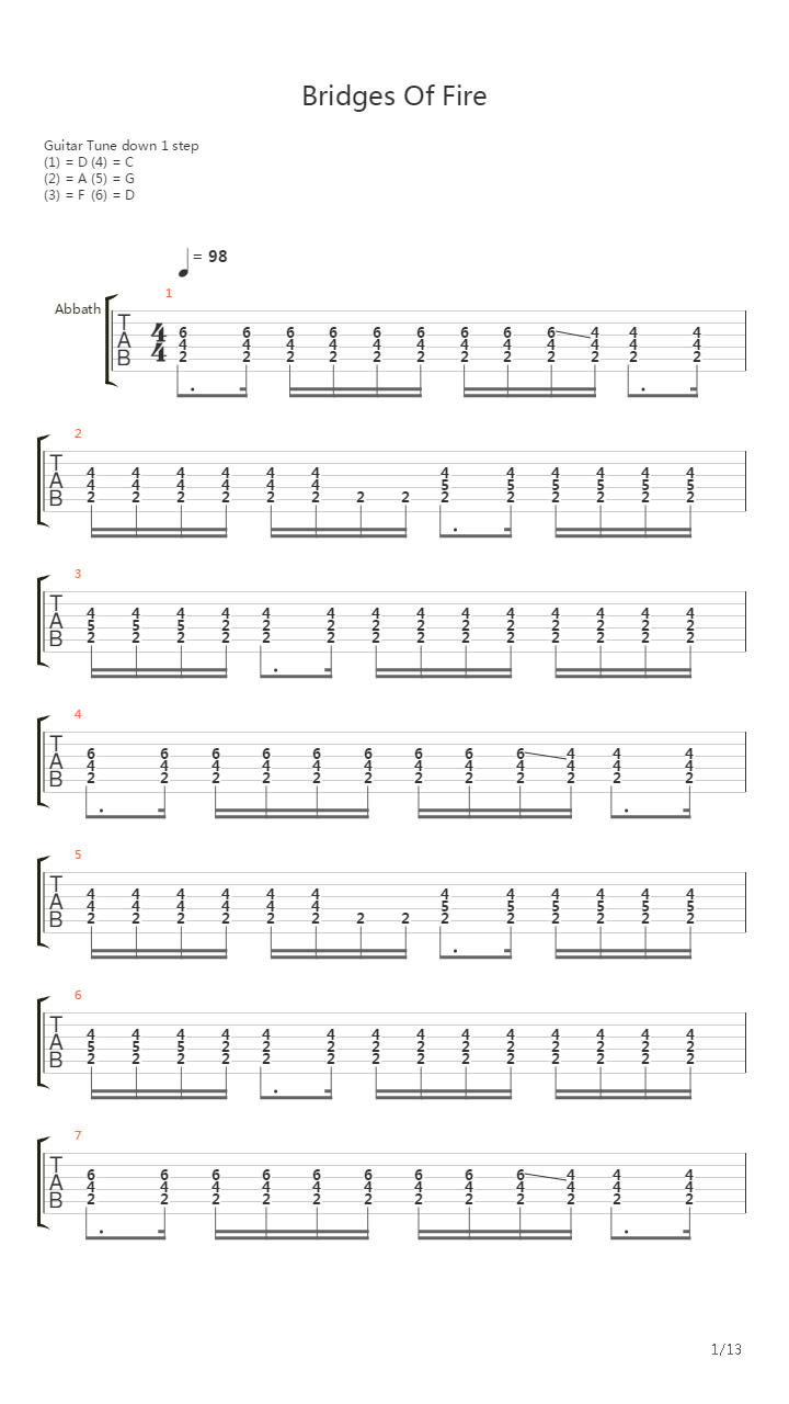 Bridges Of Fire吉他谱