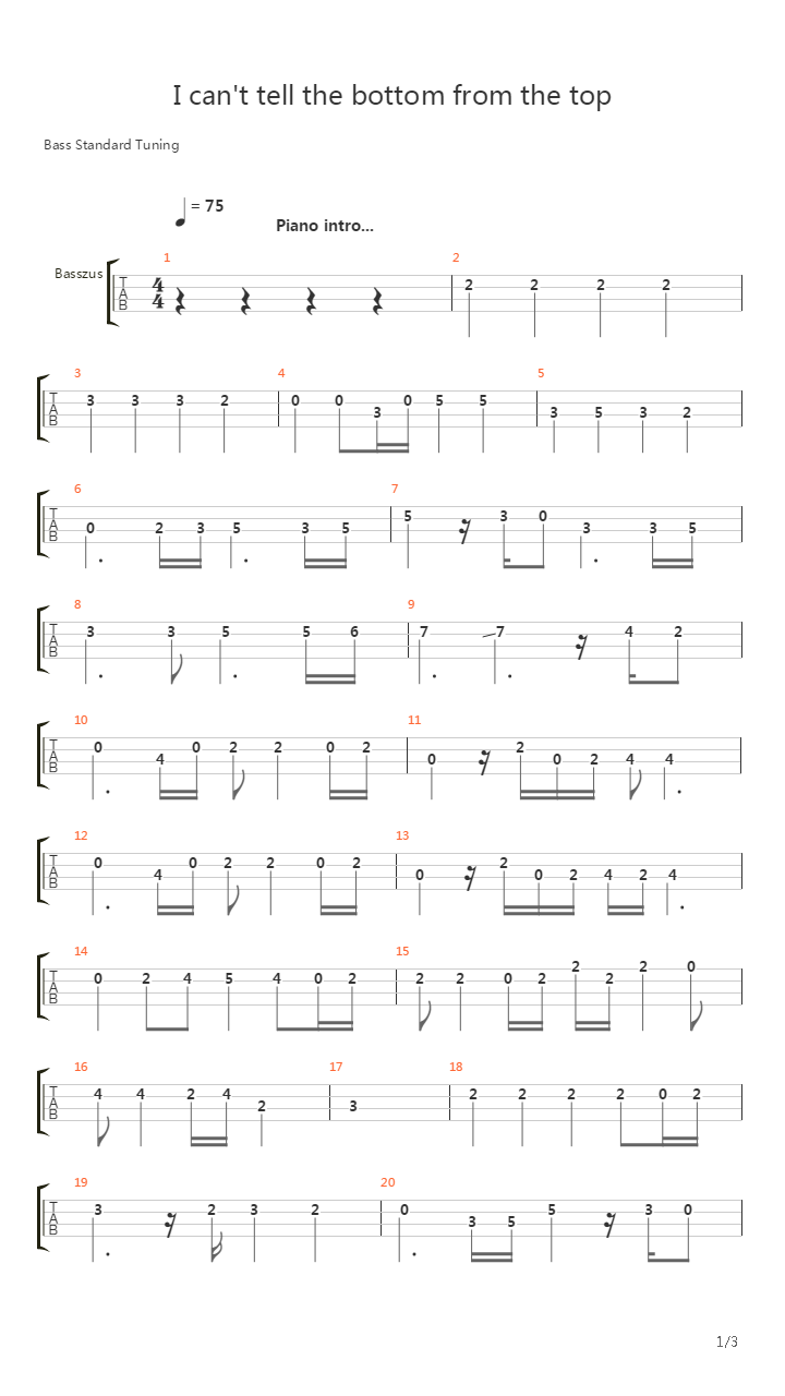 I Cant Tell The Bottom From The Top Live吉他谱