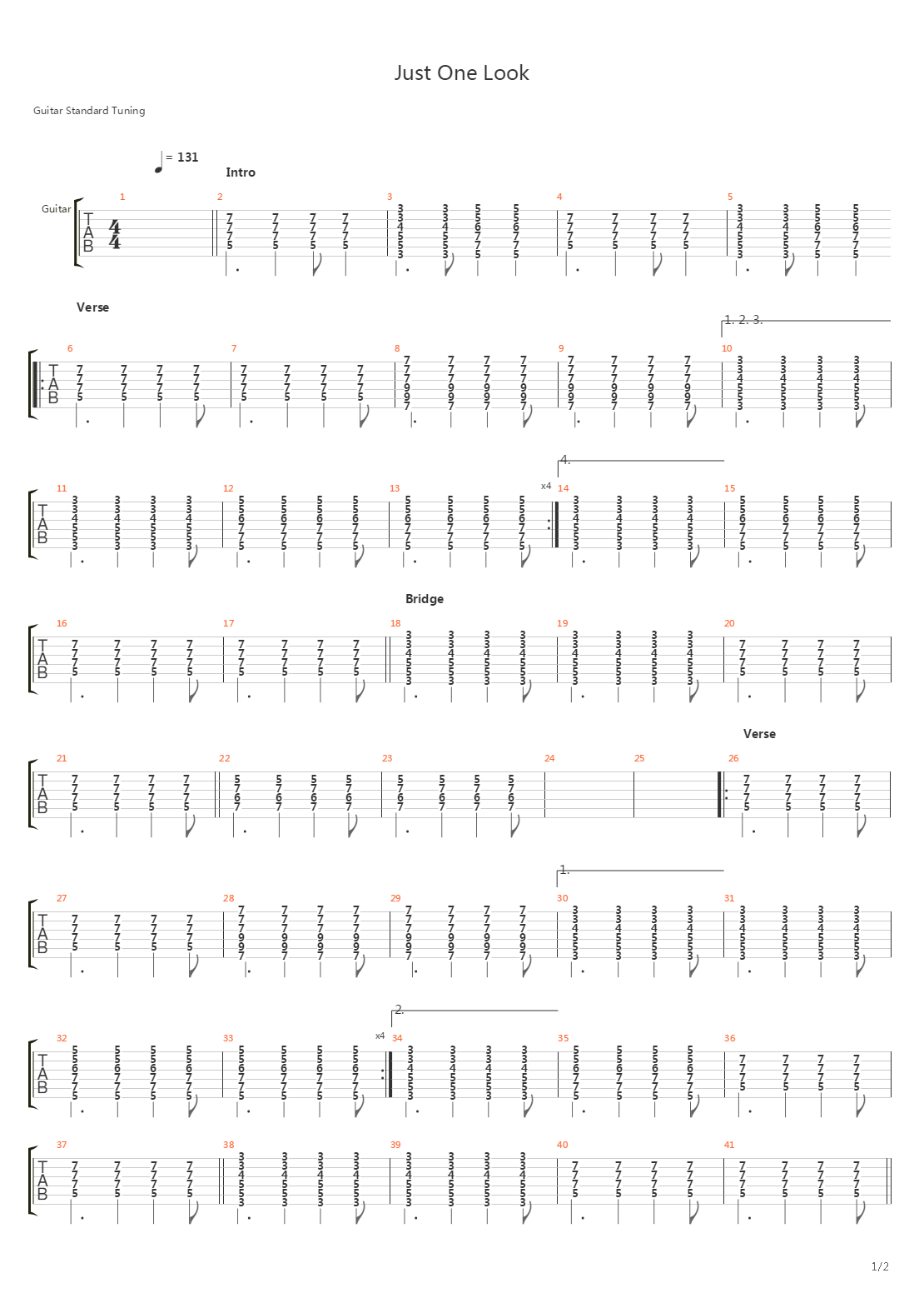 Just One Look吉他谱