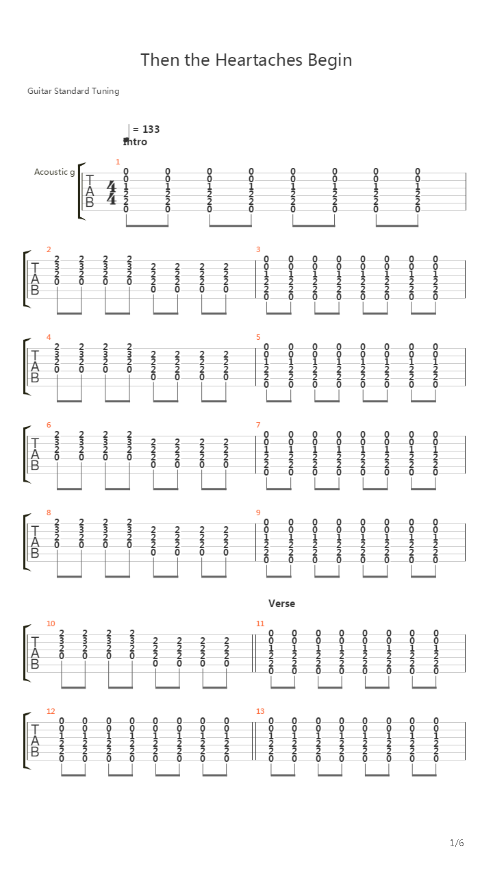 Then The Heartaches Begin吉他谱