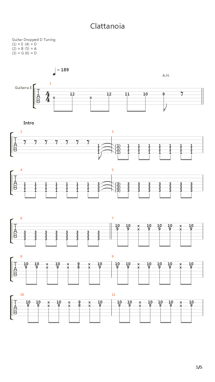 Clattanoia(TV动画《OVERLORD》片头曲)吉他谱