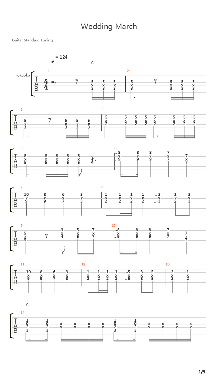 結婚行進曲(婚礼进行曲 Wedding March)吉他谱