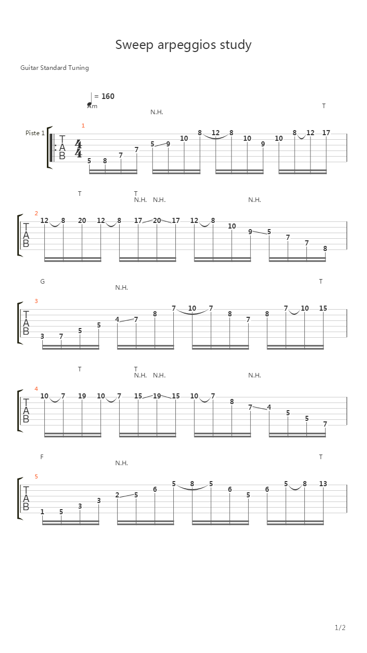 Sweep Excercises - Sweep Arpeggios Study吉他谱
