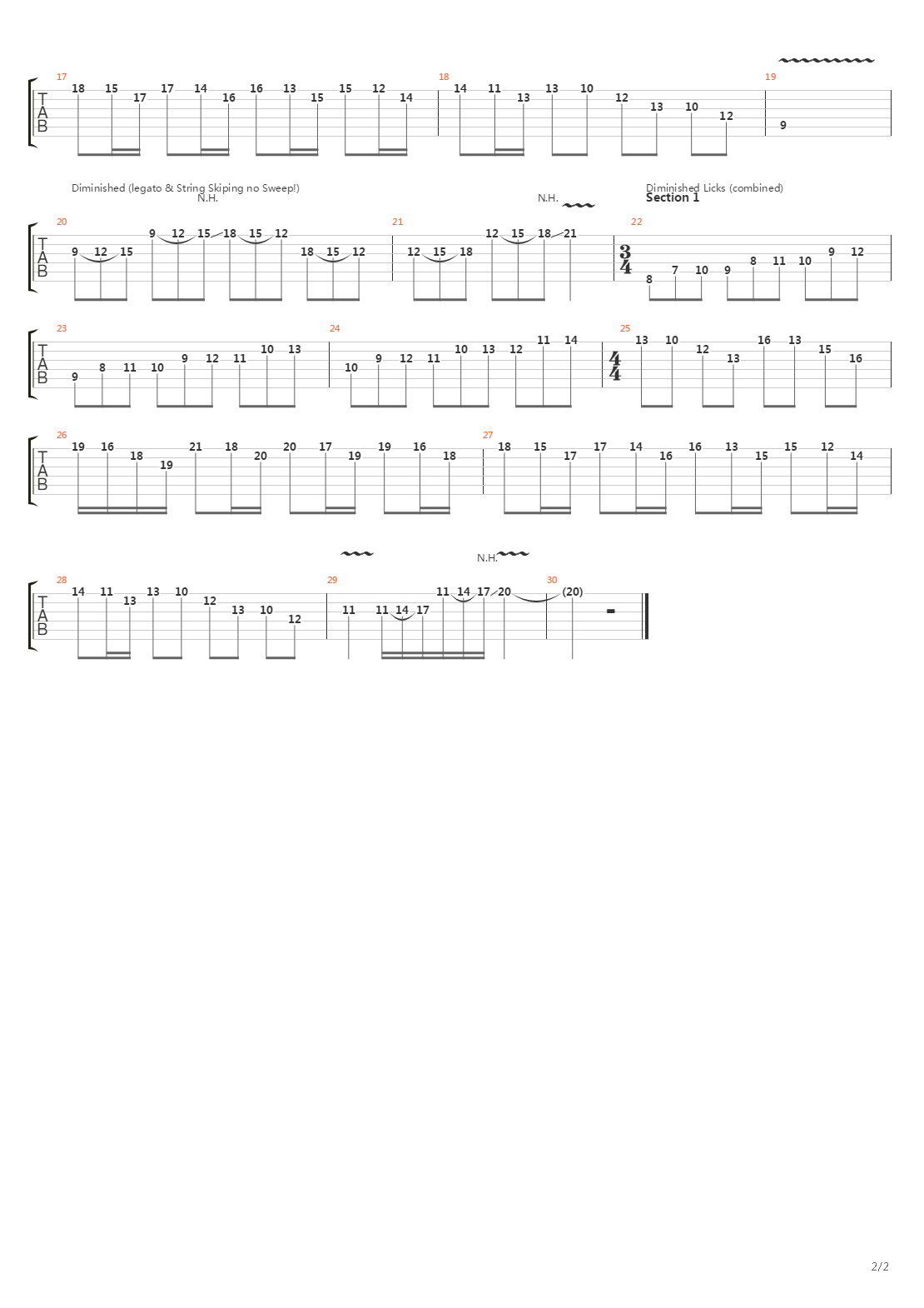 Sweep Excercises - Sweep Diminished Triads (& one major triads lick) Licks.g吉他谱