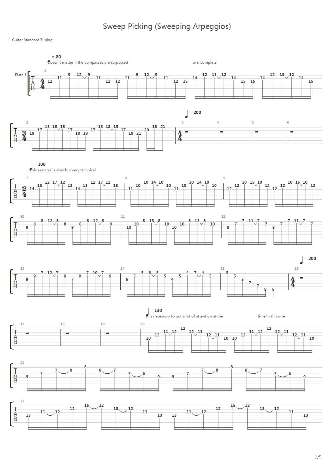 Sweep Excercises - Sweep Picking (Sweeping Arpeggios吉他谱