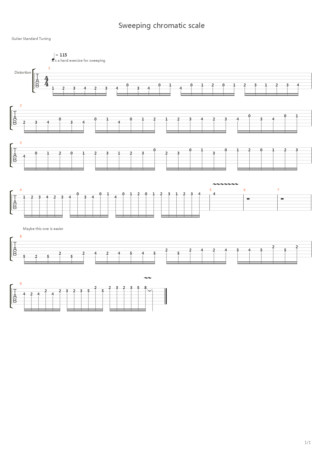 Sweep Excercises - Sweeping chromatic scale .gp5吉他谱