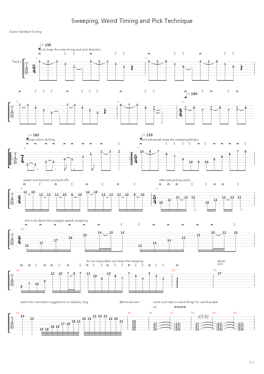 Sweep Exercises Cool Exercise - Sweeping, Weird Timing and Pick Technique .gp5吉他谱