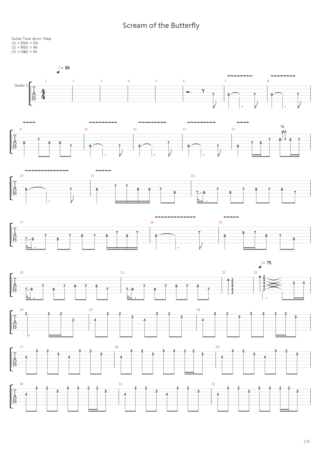 Scream Of The Butterfly吉他谱