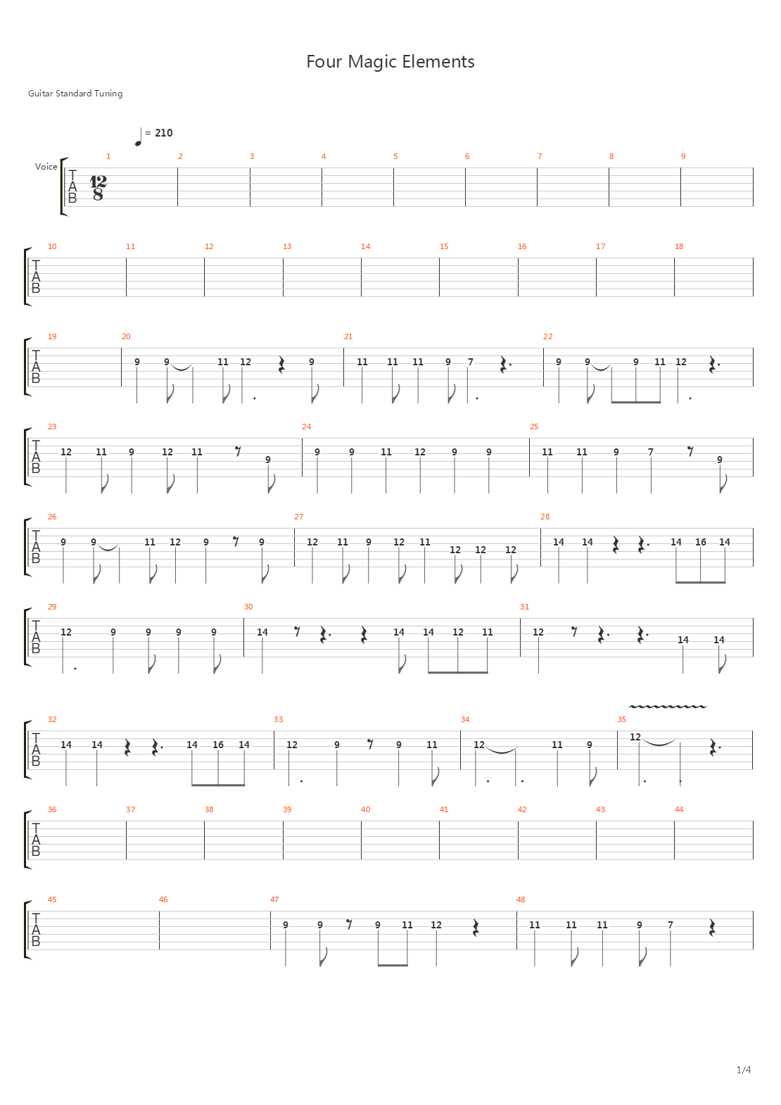 Four Magic Elements吉他谱