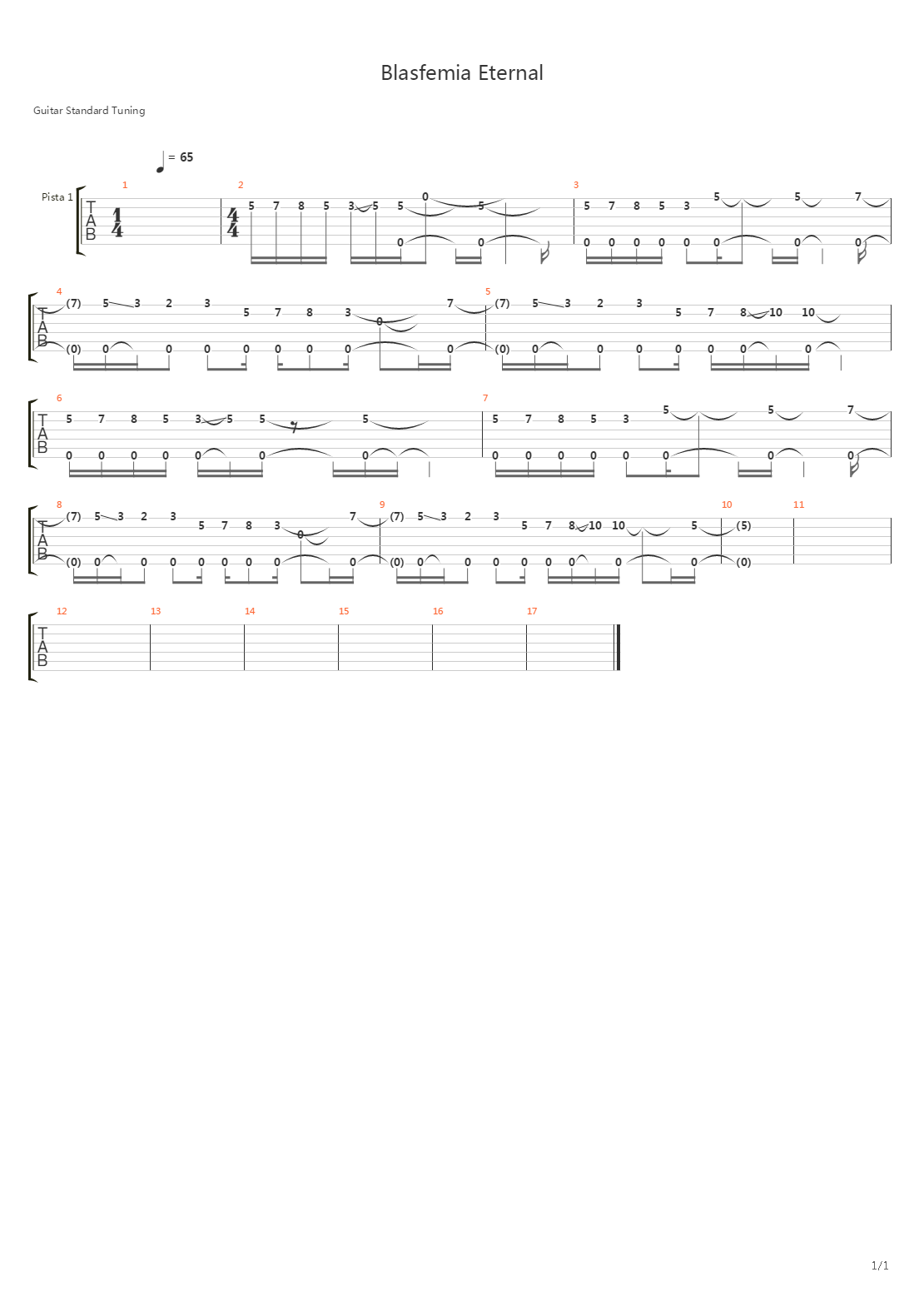 Blasfemia Eternal吉他谱