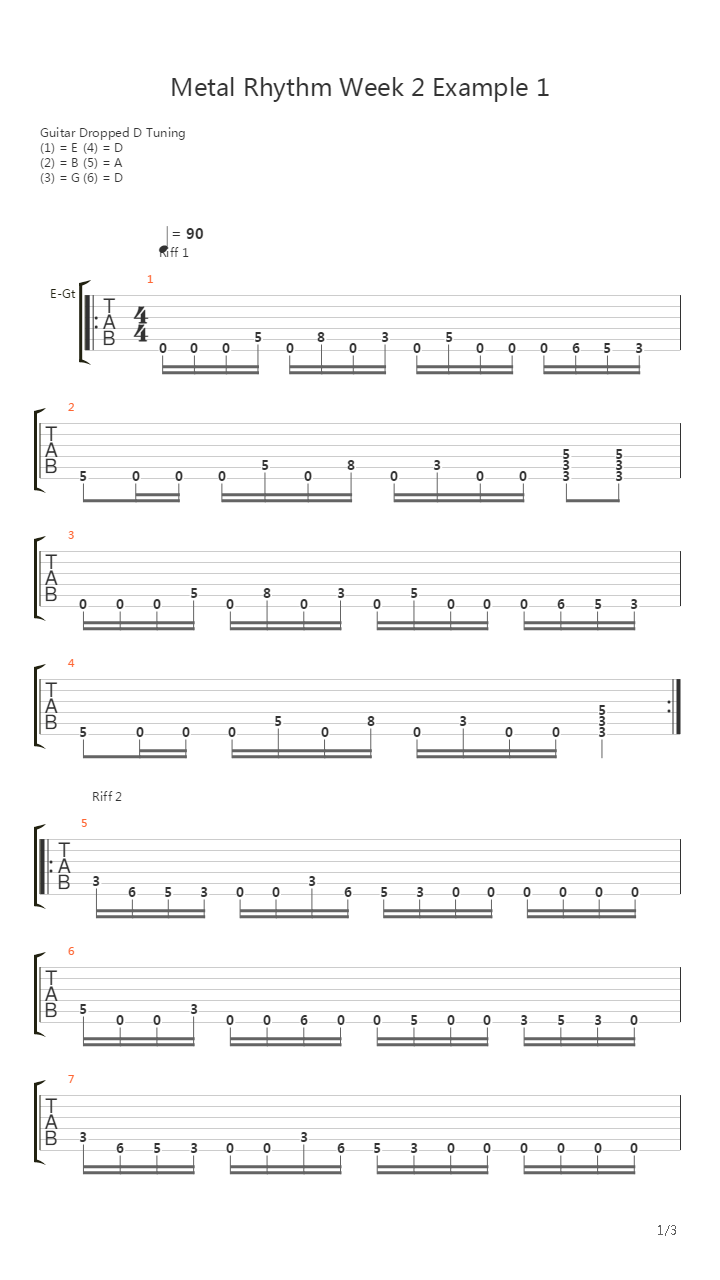 Lick Library - Metal Rhythm Guitar Week 2 Example 1吉他谱